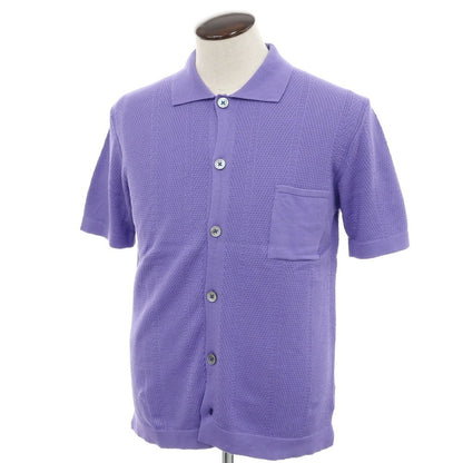[New] GALLIA Cotton Knit Shirt-style Short Sleeve Cardigan Purple [50] [Condition Rank N] [Men&