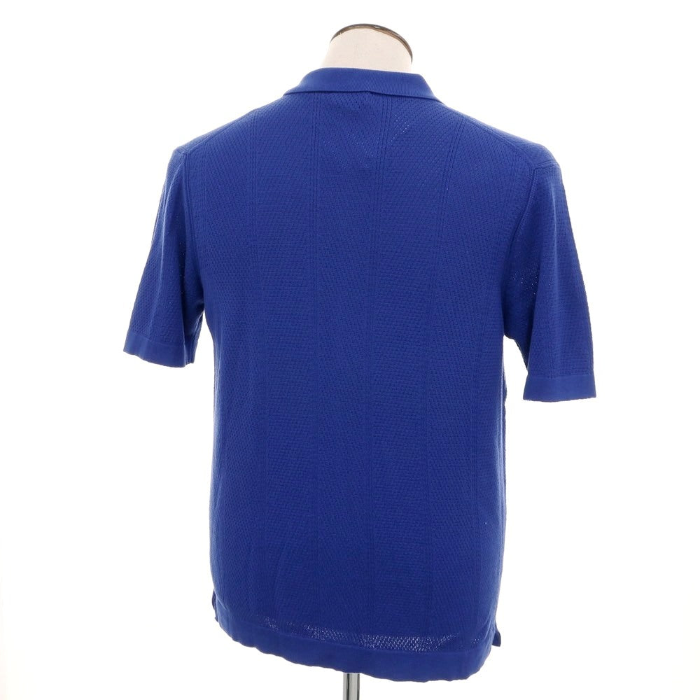 [New] GALLIA Cotton Knit Shirt-style Short Sleeve Cardigan Royal Blue [50] [Condition Rank N] [Men&