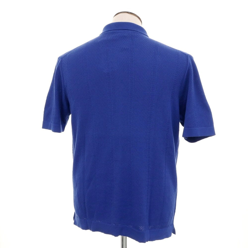 [New] GALLIA Cotton Knit Shirt-style Short Sleeve Cardigan Royal Blue [52] [Condition Rank N] [Men&