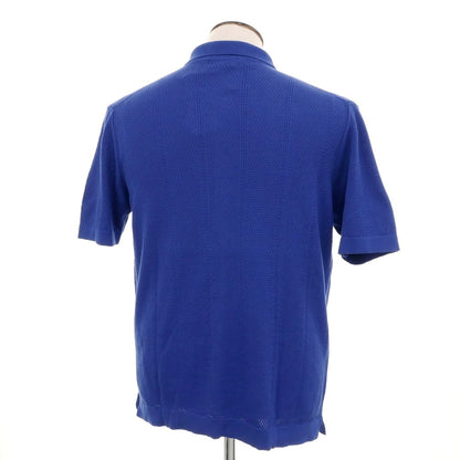 [New] GALLIA Cotton Knit Shirt-style Short Sleeve Cardigan Royal Blue [52] [Condition Rank N] [Men&