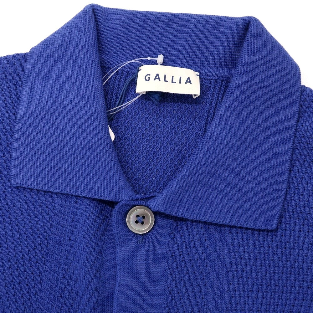 【新品】ガリア GALLIA コットン ニット シャツ型 半袖 カーディガン ロイヤルブルー系【サイズ52】【 状態ランクN 】【 メンズ 】[DPD]