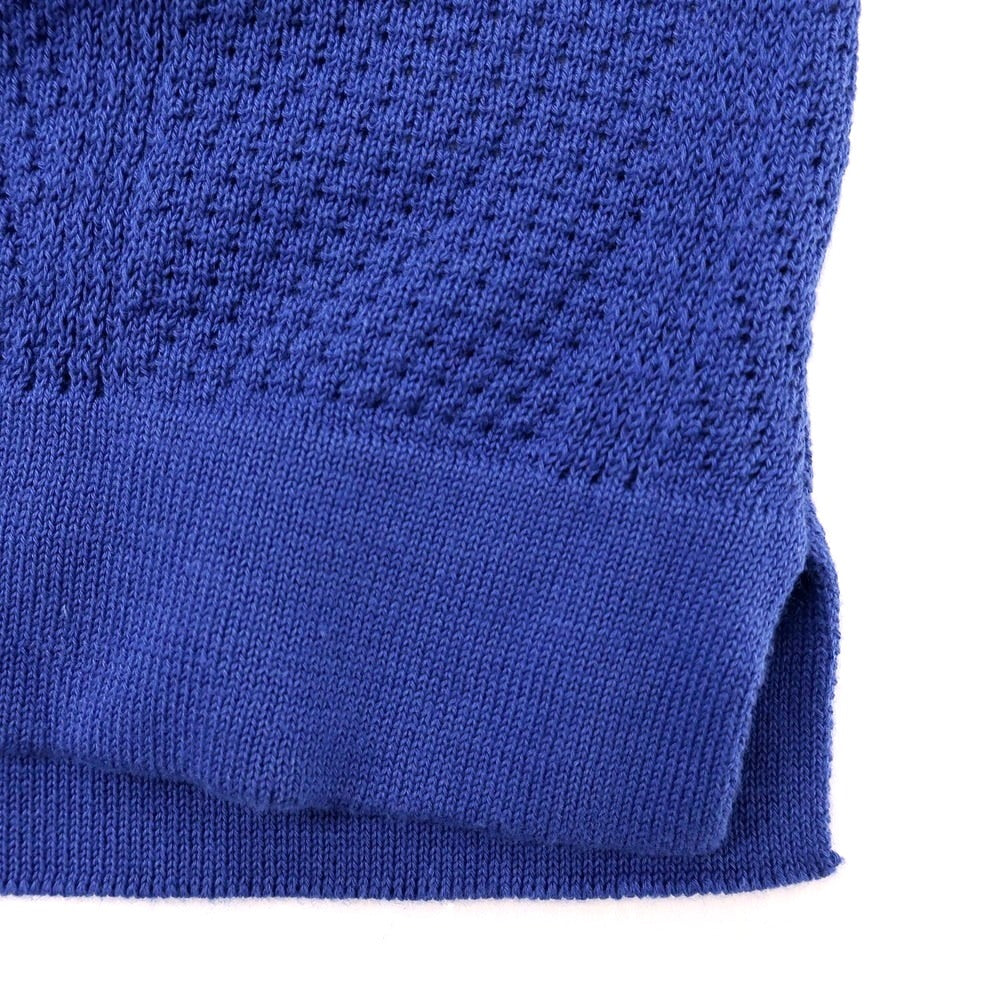 [New] GALLIA Cotton Knit Shirt-style Short Sleeve Cardigan Royal Blue [52] [Condition Rank N] [Men&