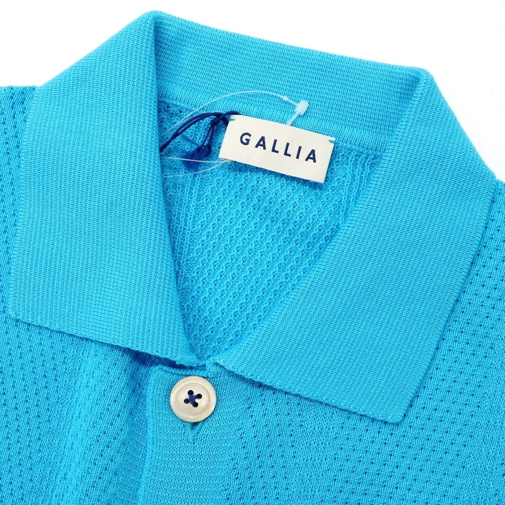 【新品】ガリア GALLIA コットン ニット シャツ型 半袖 カーディガン スカイブルー【 48 】【 状態ランクN 】【 メンズ 】