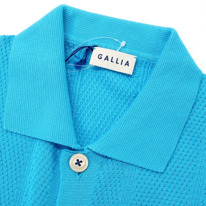 【新品】ガリア GALLIA コットン ニット シャツ型 半袖 カーディガン スカイブルー【 48 】【 状態ランクN 】【 メンズ 】