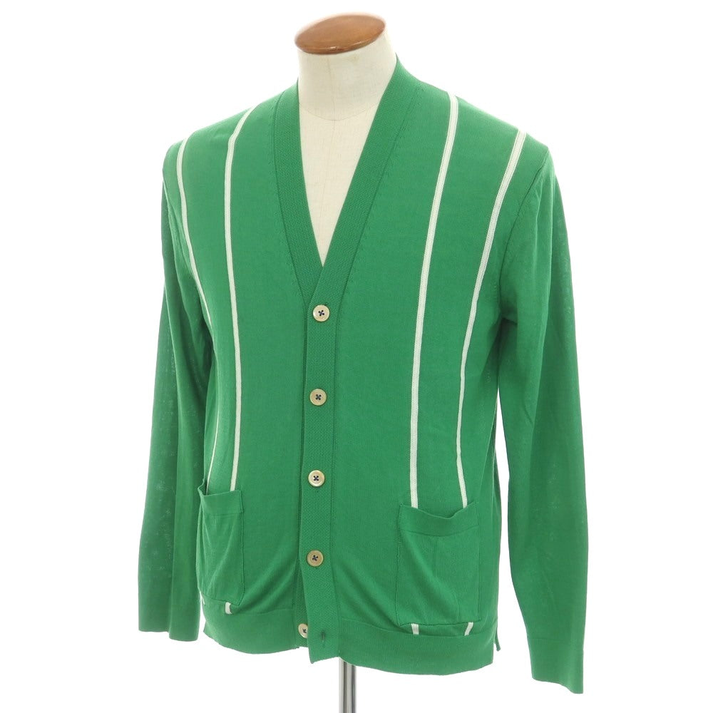[New] GALLIA High Gauge Cotton Knit Cardigan Green x White [46] [Condition Rank N] [Men&