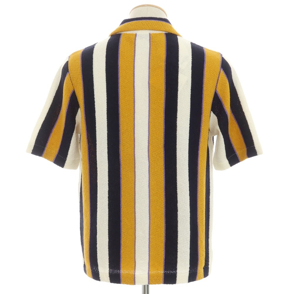 [New] GALLIA Cotton Nylon Striped Short Sleeve Polo Knit Orange x Dark Navy [46] [Condition Rank N] [Men&