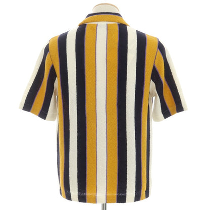 [New] GALLIA Cotton Nylon Striped Short Sleeve Polo Knit Orange x Dark Navy [46] [Condition Rank N] [Men&