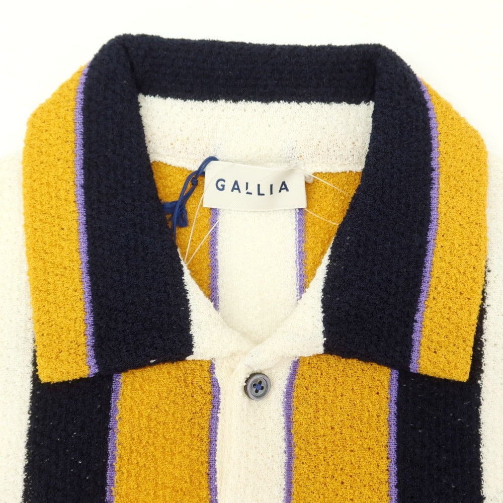 【新品】ガリア GALLIA コットンナイロン ストライプ 半袖 ポロニット オレンジ系xダークネイビー【 46 】【 状態ランクN 】【 メンズ 】[CPD]