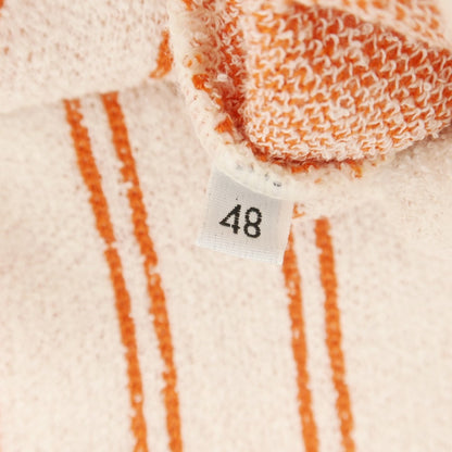 [New] GALLIA Cotton Nylon Striped Collared Knit Cardigan White x Orange [48] [Condition Rank N] [Men&