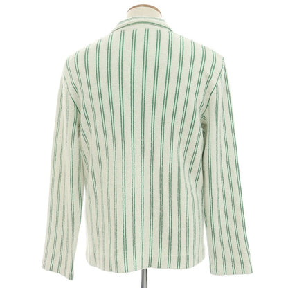 [New] GALLIA Cotton Nylon Striped Collared Knit Cardigan White x Green [48] [Condition Rank N] [Men&