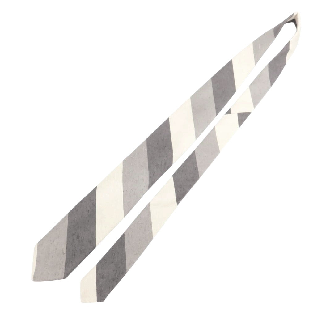 【新品】ブリューワー BREUER シルク ストライプ柄ネクタイ グレーxホワイト【 状態ランクN 】【 メンズ 】