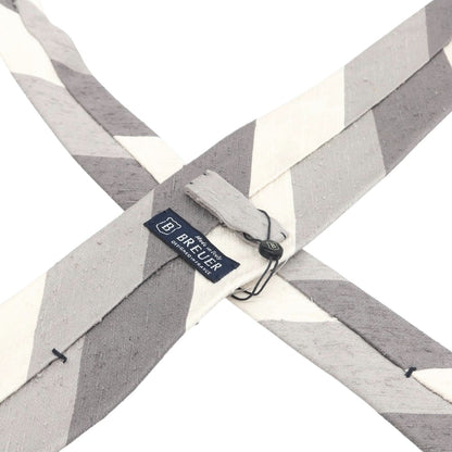 [New] Brewer Silk Striped Tie Gray x White [Condition Rank N] [Men&