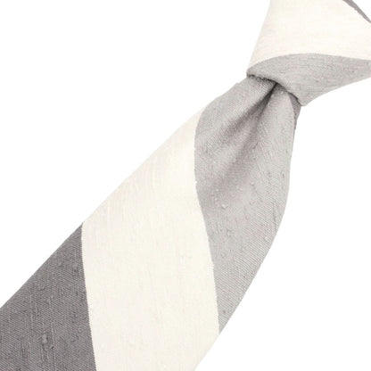 [New] Brewer Silk Striped Tie Gray x White [Condition Rank N] [Men&