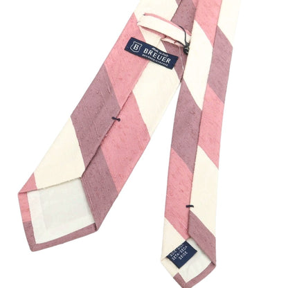 [New] Brewer Silk Striped Necktie Pink x White [Condition Rank N] [Men&