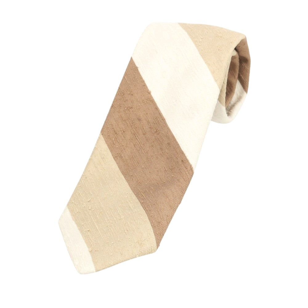 【新品】ブリューワー BREUER シルク ストライプ柄ネクタイ ブラウンxベージュ【 状態ランクN 】【 メンズ 】