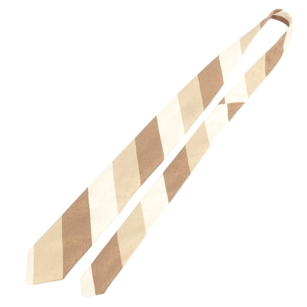 【新品】ブリューワー BREUER シルク ストライプ柄ネクタイ ブラウンxベージュ【 状態ランクN 】【 メンズ 】