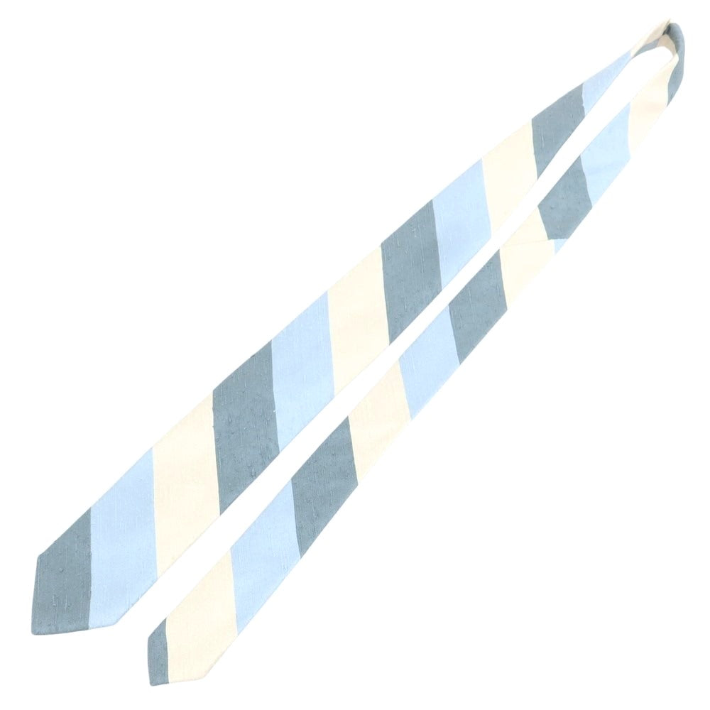 【新品】ブリューワー BREUER シルク ストライプ柄ネクタイ ライトブルーxホワイト【 状態ランクN 】【 メンズ 】