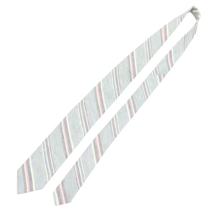 [New] Brewer Silk Linen Striped Necktie Gray x Pink [Condition Rank N] [Men&
