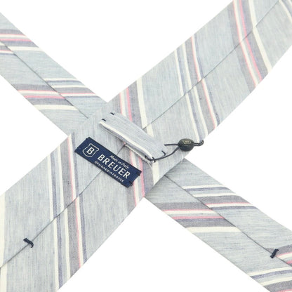 [New] Brewer Silk Linen Striped Necktie Gray x Pink [Condition Rank N] [Men&
