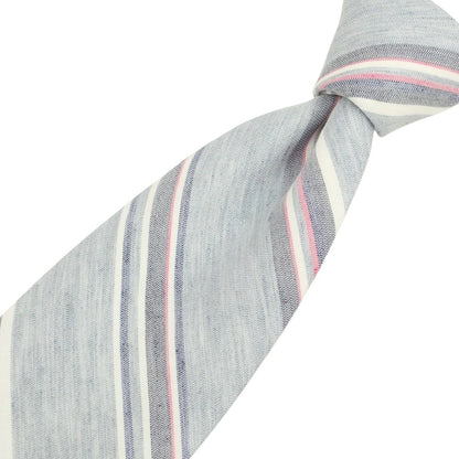 [New] Brewer Silk Linen Striped Necktie Gray x Pink [Condition Rank N] [Men&