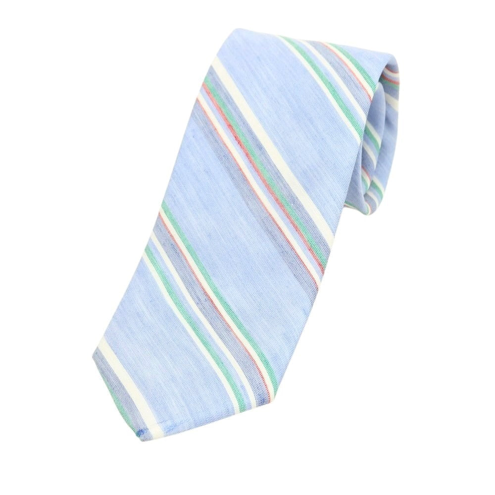 [New Outlet] Brewer Silk Linen Striped Necktie Light Blue x Green [Condition Rank N-] [Men&