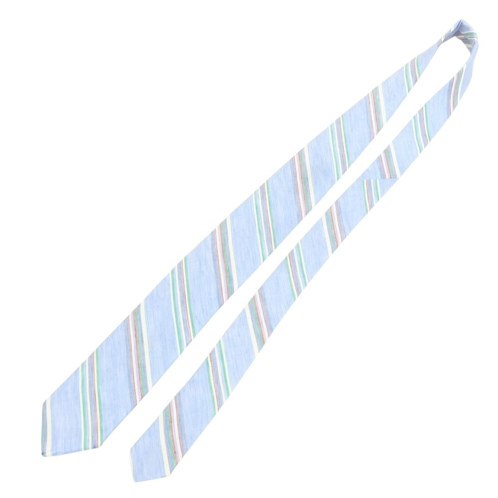 [New Outlet] Brewer Silk Linen Striped Necktie Light Blue x Green [Condition Rank N-] [Men&