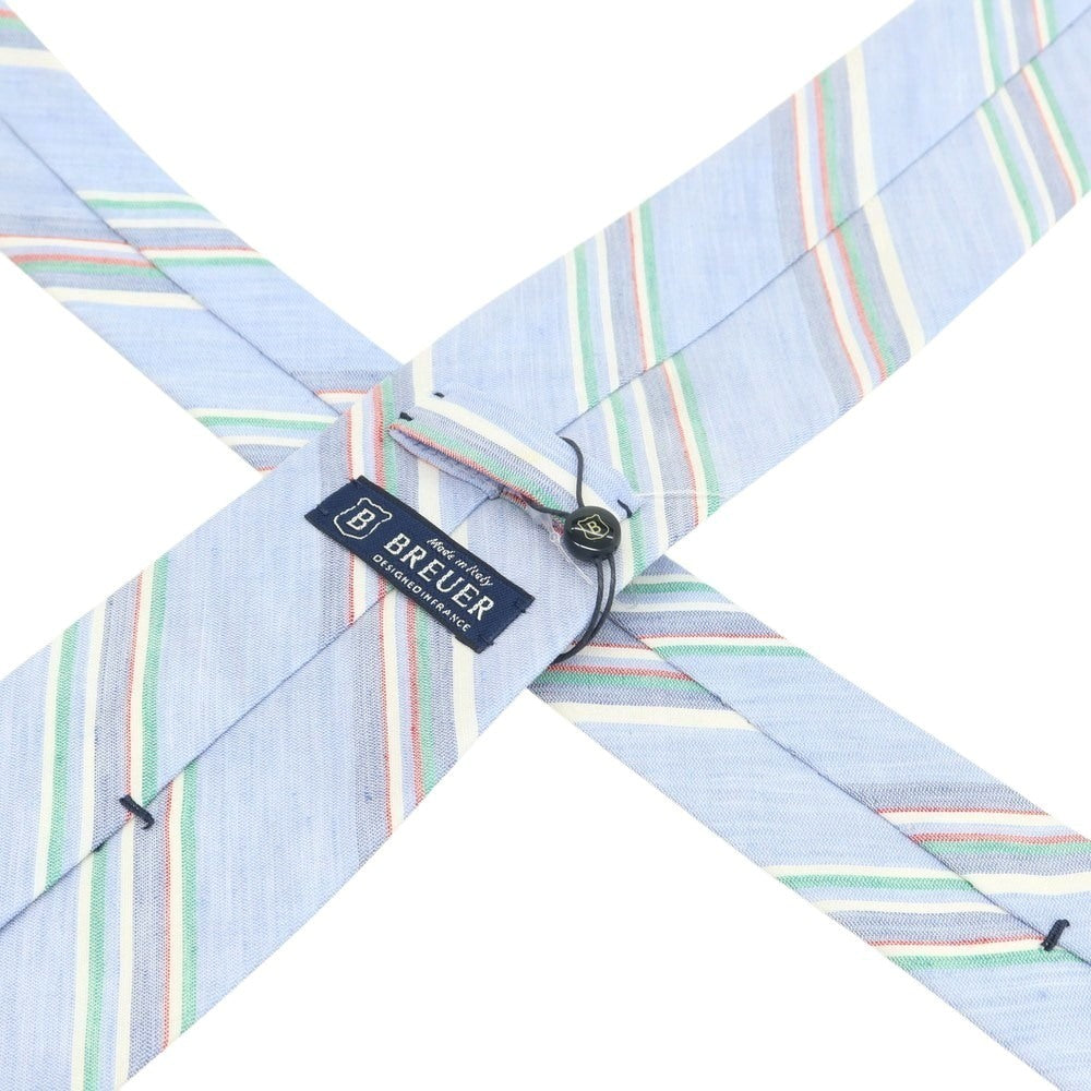 [New Outlet] Brewer Silk Linen Striped Necktie Light Blue x Green [Condition Rank N-] [Men&