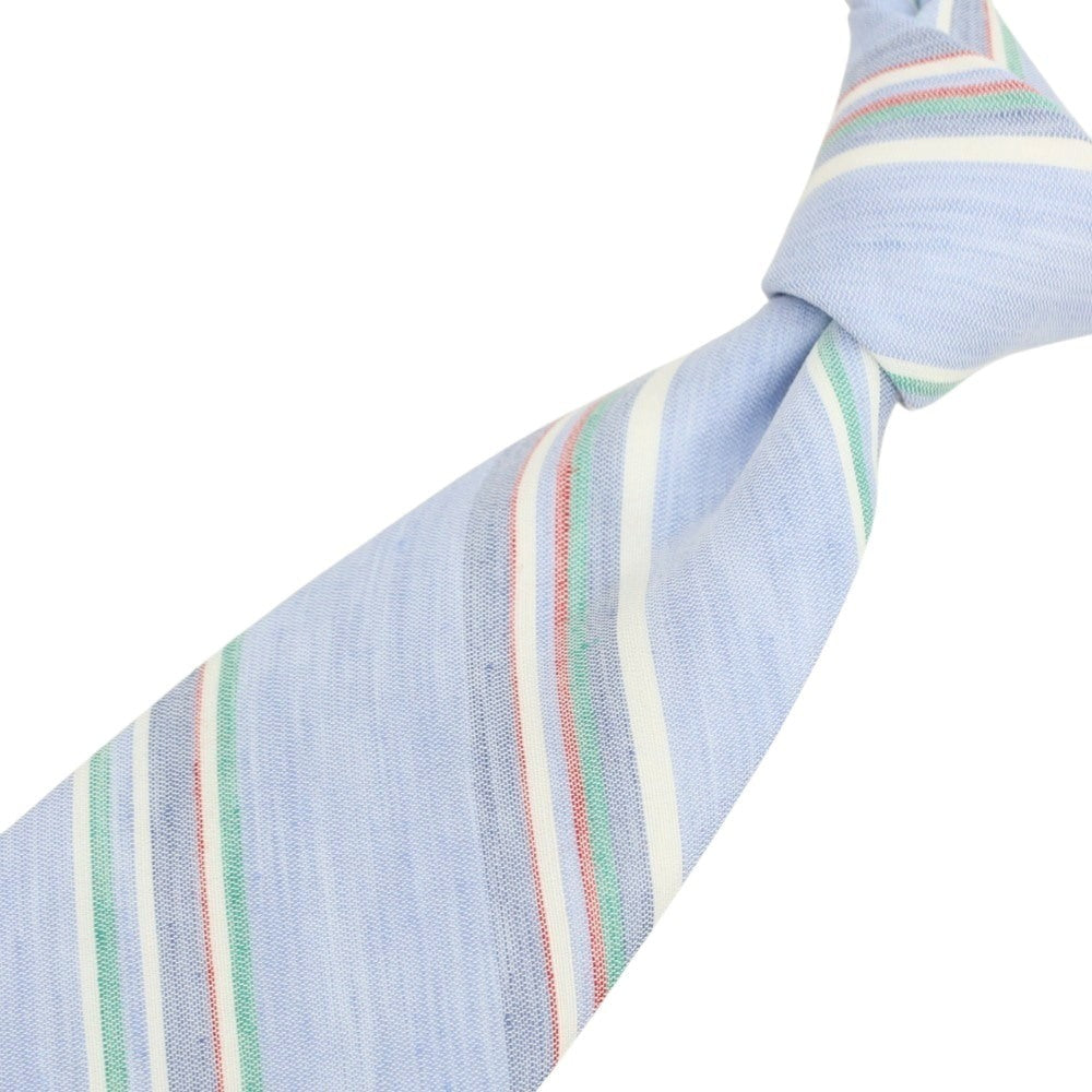 [New Outlet] Brewer Silk Linen Striped Necktie Light Blue x Green [Condition Rank N-] [Men&