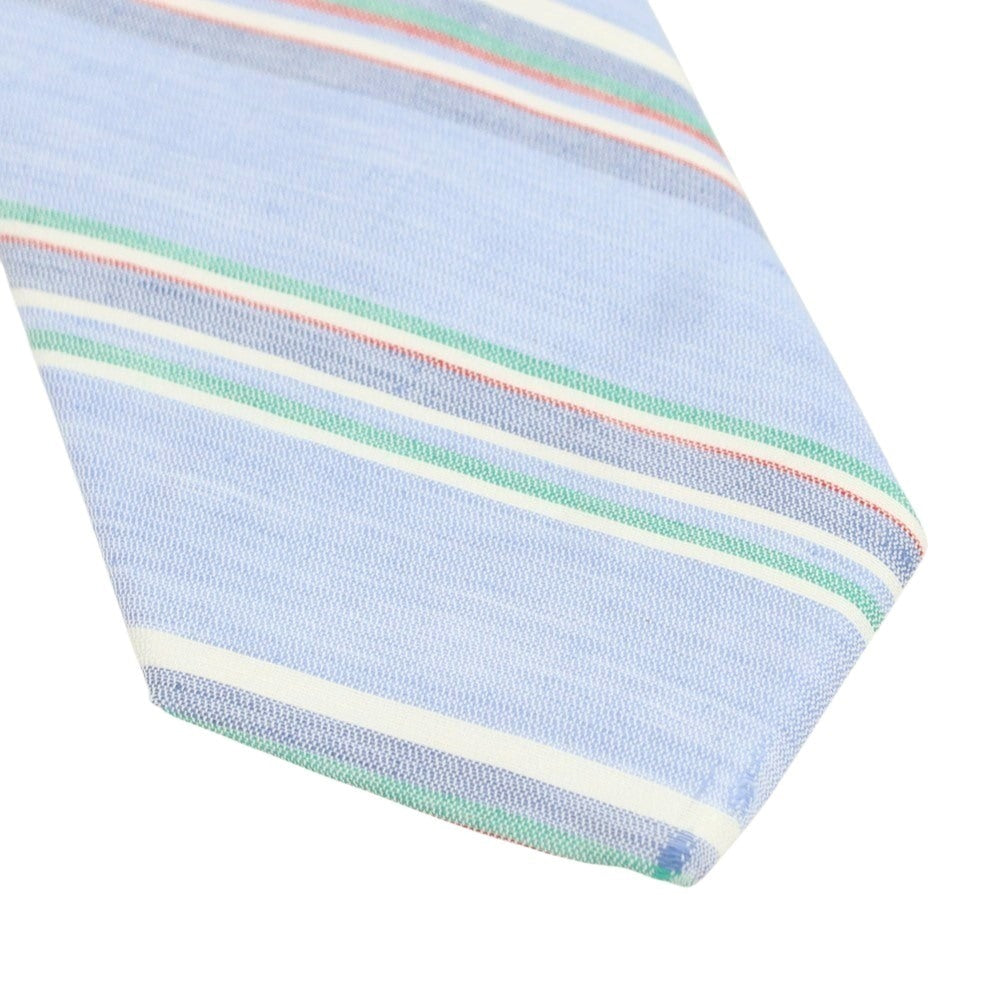 [New Outlet] Brewer Silk Linen Striped Necktie Light Blue x Green [Condition Rank N-] [Men&