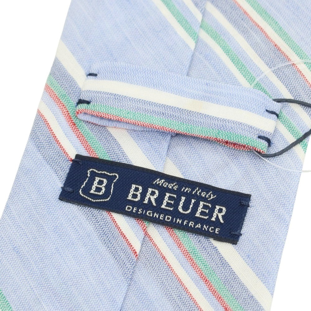 [New Outlet] Brewer Silk Linen Striped Necktie Light Blue x Green [Condition Rank N-] [Men&