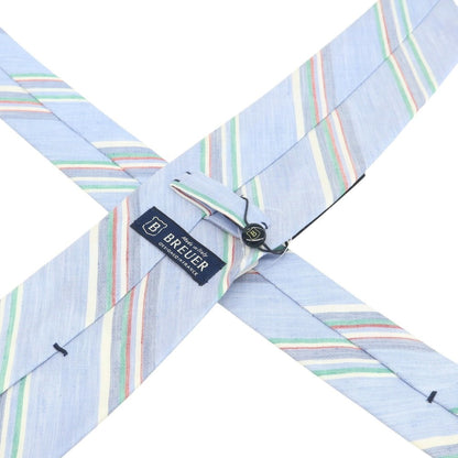 [New] Brewer Silk Linen Striped Necktie Light Blue x Green [Condition Rank N] [Men&