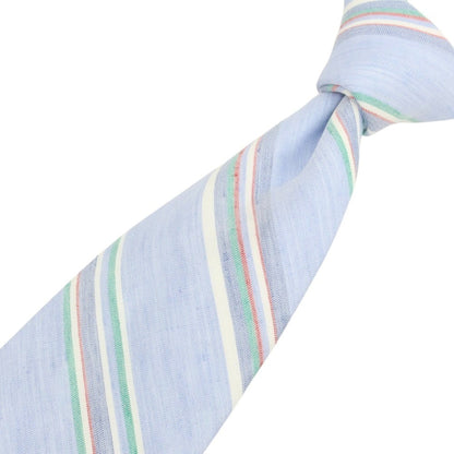 [New] Brewer Silk Linen Striped Necktie Light Blue x Green [Condition Rank N] [Men&