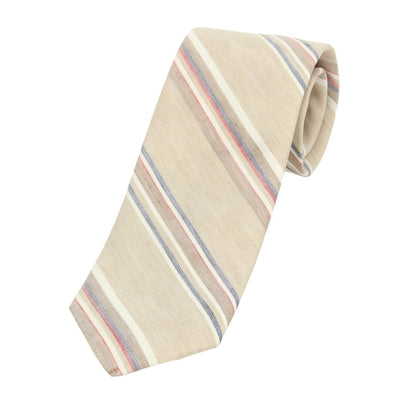 [New] Brewer Silk Linen Striped Necktie Beige x Red [Condition Rank N] [Men&
