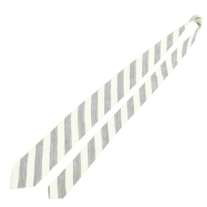 [New] Brewer BREUER Linen Silk Striped Tie Gray x White [Condition Rank N] [Men&