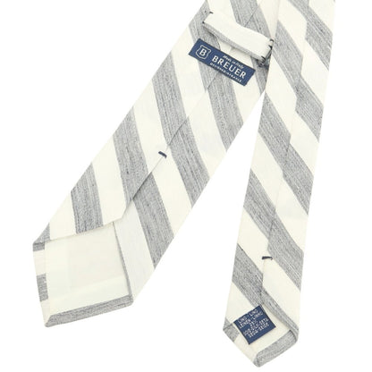 [New] Brewer BREUER Linen Silk Striped Tie Gray x White [Condition Rank N] [Men&