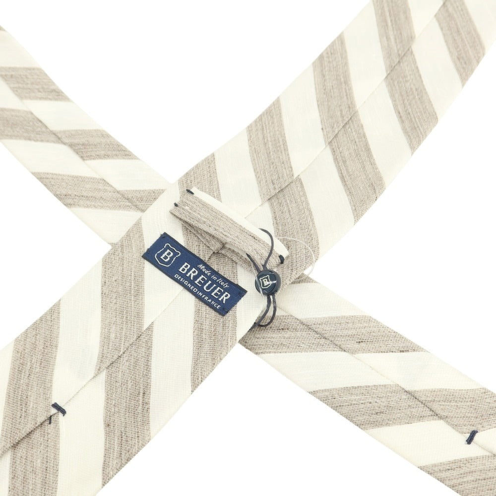 [New Outlet] Brewer BREUER Linen Silk Striped Necktie Ash Brown x White [Condition Rank N-] [Men&