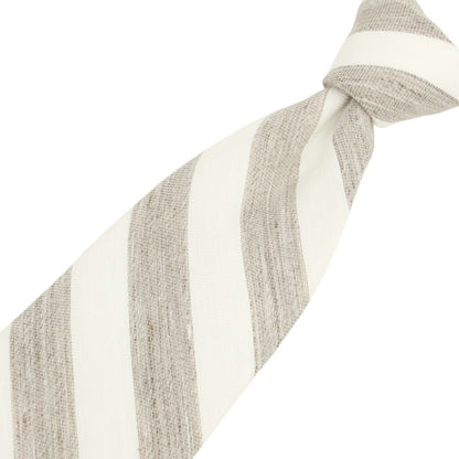 [New Outlet] Brewer BREUER Linen Silk Striped Necktie Ash Brown x White [Condition Rank N-] [Men&