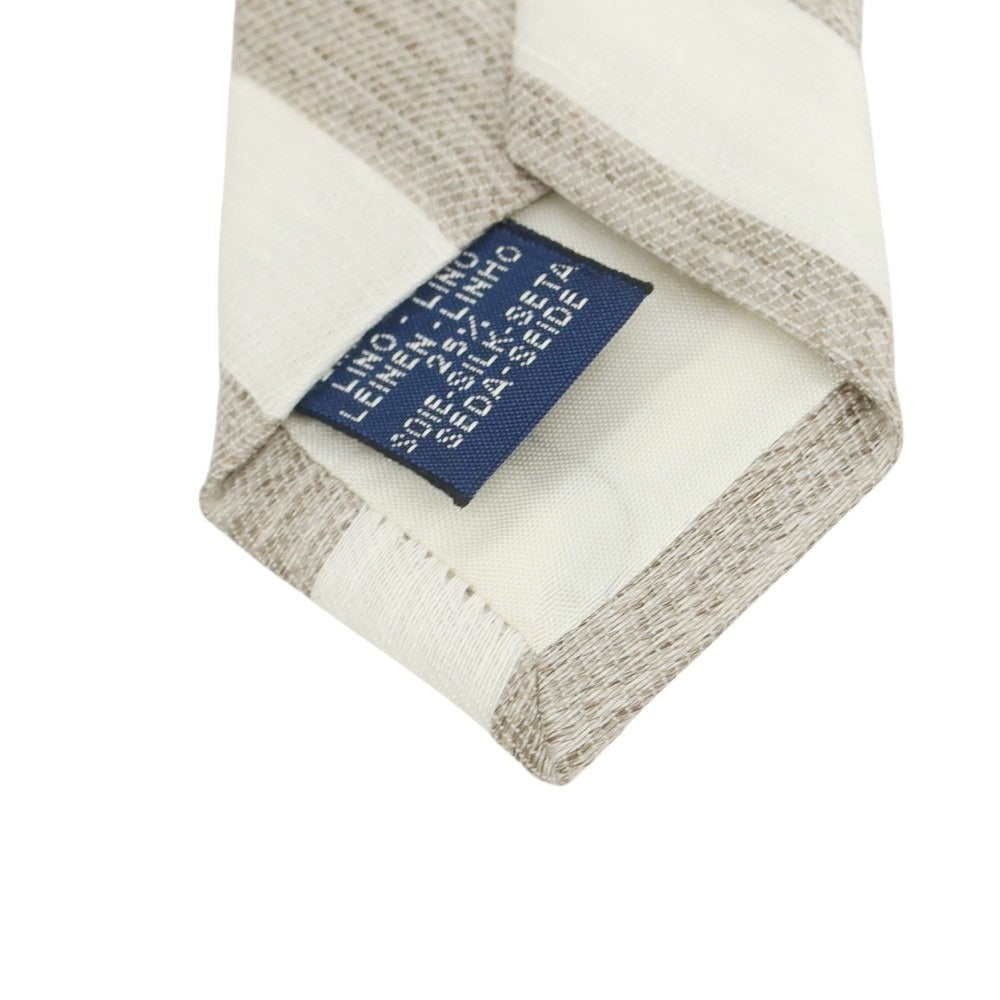 [New Outlet] Brewer BREUER Linen Silk Striped Necktie Ash Brown x White [Condition Rank N-] [Men&
