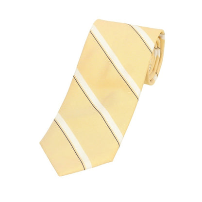[New] Brewer Silk Striped Tie Yellow x White [Condition Rank N] [Men&