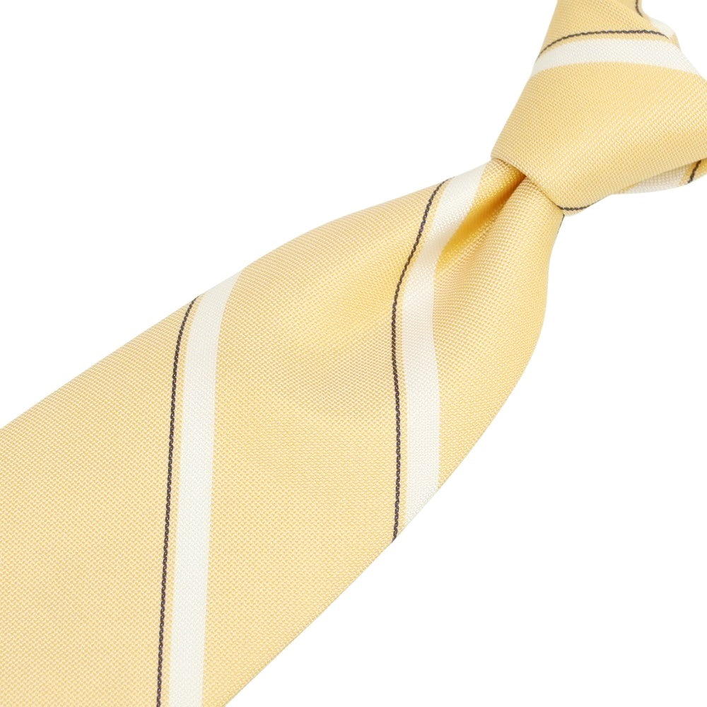 [New] Brewer Silk Striped Tie Yellow x White [Condition Rank N] [Men&