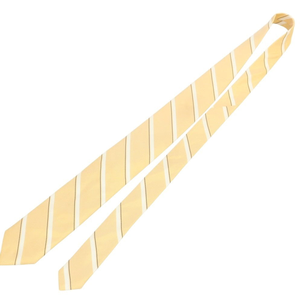 [New] Brewer Silk Striped Tie Yellow x White [Condition Rank N] [Men&