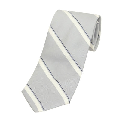 [New] Brewer Silk Striped Tie Gray x White [Condition Rank N] [Men&