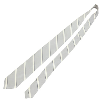 [New] Brewer Silk Striped Tie Gray x White [Condition Rank N] [Men&