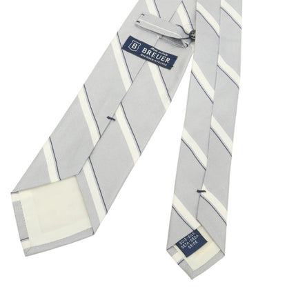[New] Brewer Silk Striped Tie Gray x White [Condition Rank N] [Men&