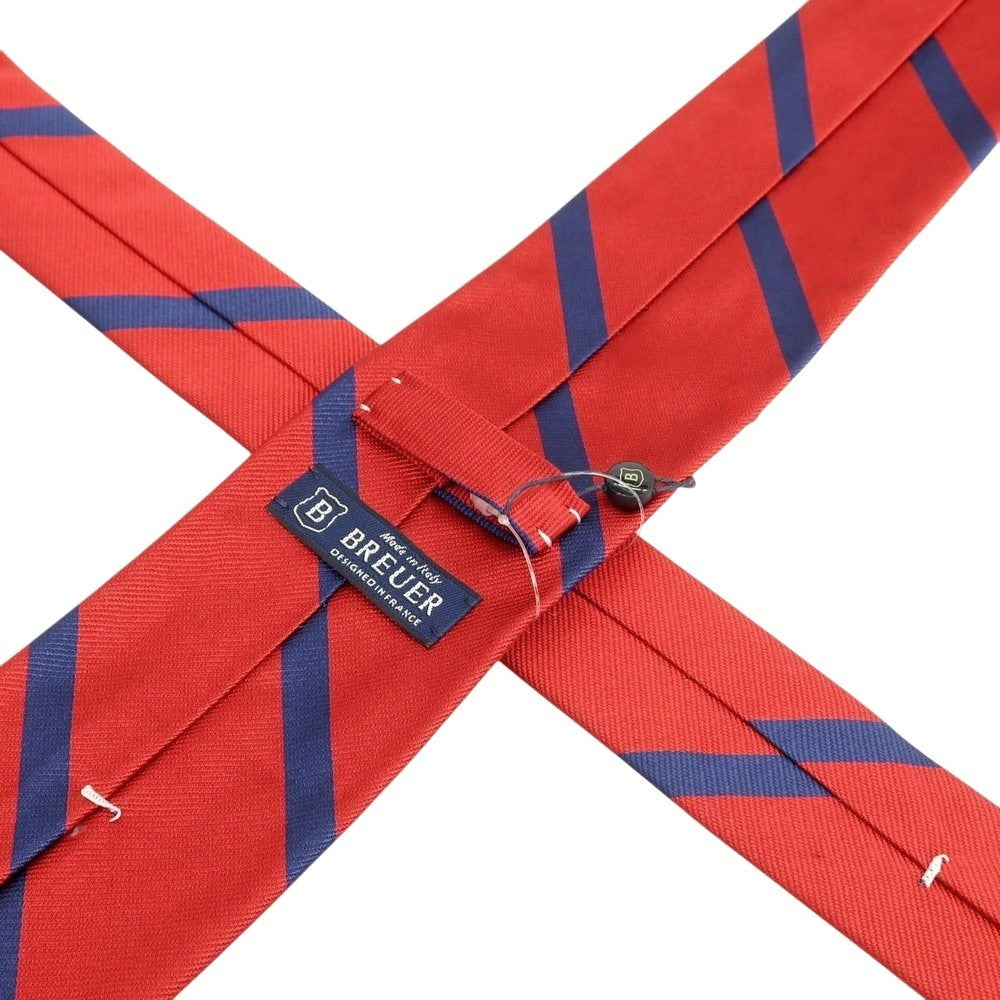 [New] Brewer Silk Striped Necktie Red x Navy [Condition Rank N] [Men&
