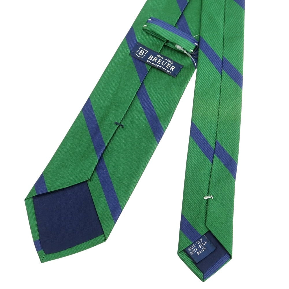 [New] Brewer Silk Striped Necktie Green x Navy [Condition Rank N] [Men&