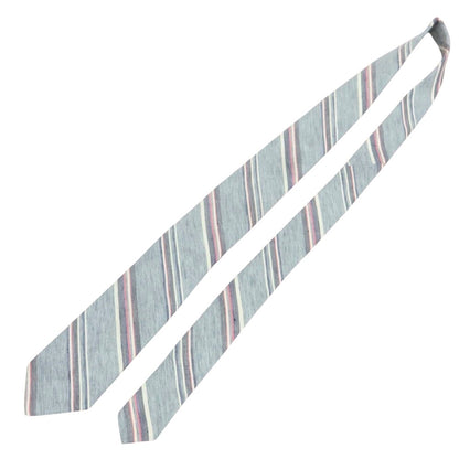 [New] Brewer Silk Linen Striped Necktie Gray x Pink [Condition Rank N] [Men&