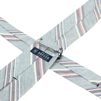 [New] Brewer Silk Linen Striped Necktie Gray x Pink [Condition Rank N] [Men&