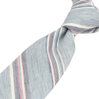 [New] Brewer Silk Linen Striped Necktie Gray x Pink [Condition Rank N] [Men&