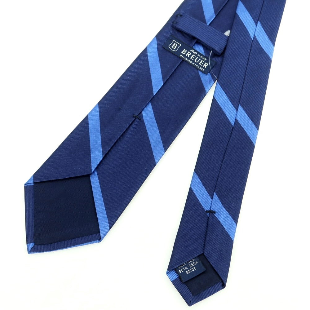 [New] Brewer Silk Striped Necktie Navy x Blue [Condition Rank N] [Men&